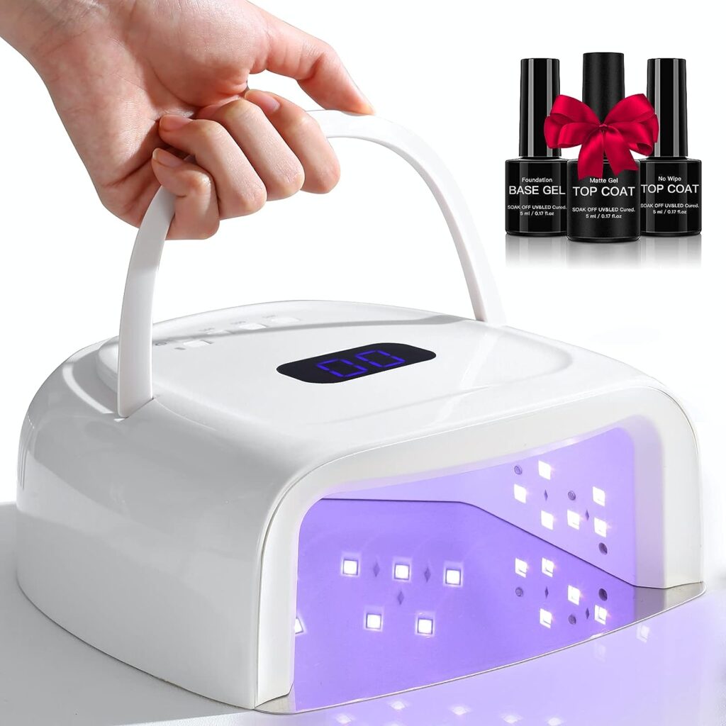 60W Rechargeable UV LED Nail Lamp, Faster Wireless Nail Dryer Gel Polish Light 42 Beads  Portable Handle, Professional Curing Lamp For Fingernail and Toenail, Auto Sensor  Quick Dry Nail Machine